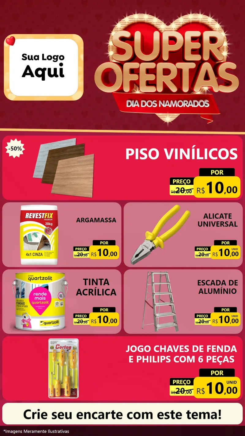 Modelo de TV para TV Vertical com o tema Dia dos Namorados para Material para Construção