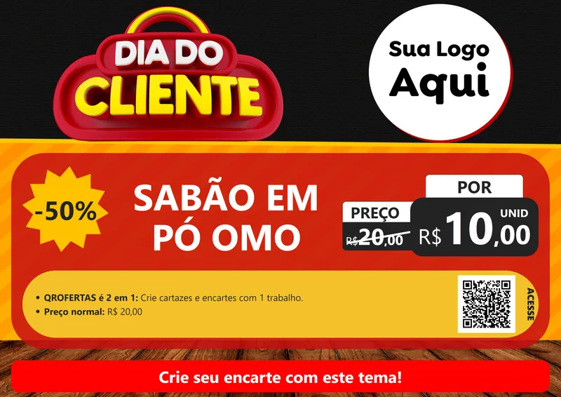 Modelo de Cartaz para Cartaz A4 Horizontal com o tema Dia do Cliente para Produtos de Limpeza