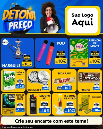 Modelo de Rede Social para Feed Instagram com o tema Detona Preços para Tabacaria