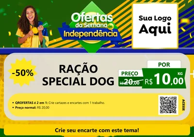 Modelo de Cartaz para Cartaz A4 Horizontal com o tema Ofertas da Semana da Independência para Pet Shop