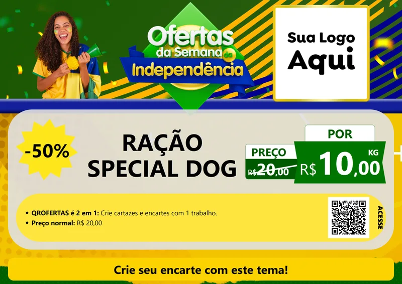 Modelo de Cartaz para Cartaz A4 Horizontal com o tema Ofertas da Semana da Independência para Pet Shop