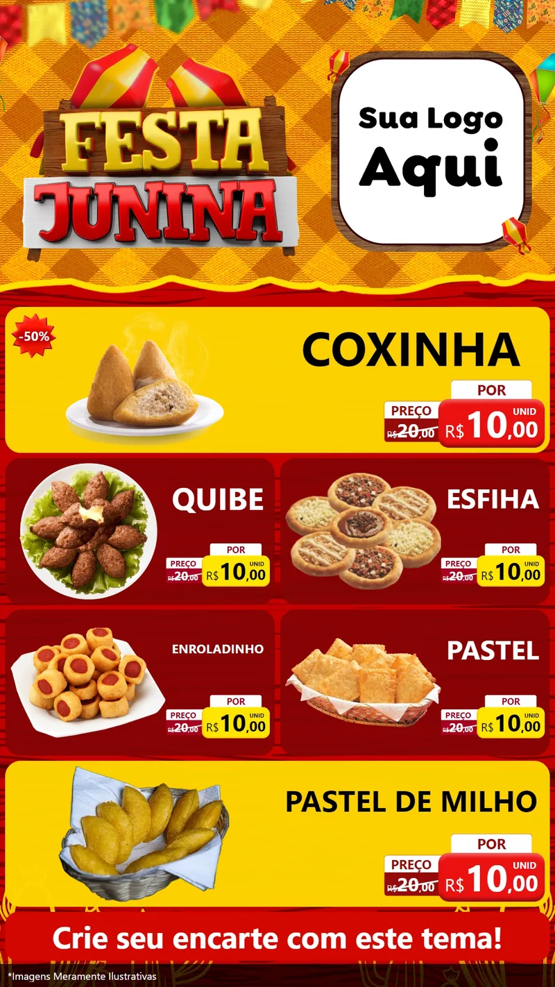 Modelo de TV para TV Vertical com o tema Festa Junina para Salgadaria