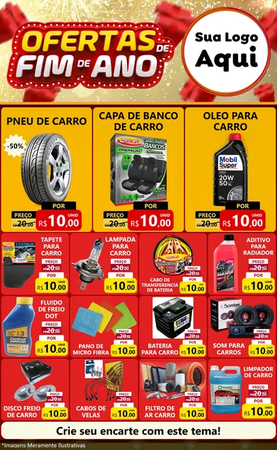 Modelo de Encarte para Encarte Grande com o tema Ofertas de Fim de Ano para Auto peças
