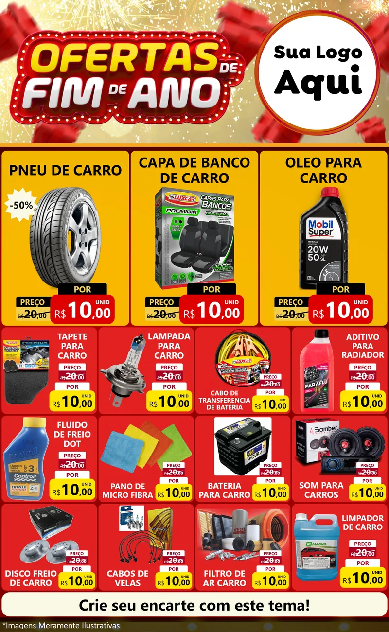 Modelo de Encarte para Encarte Grande com o tema Ofertas de Fim de Ano para Auto peças