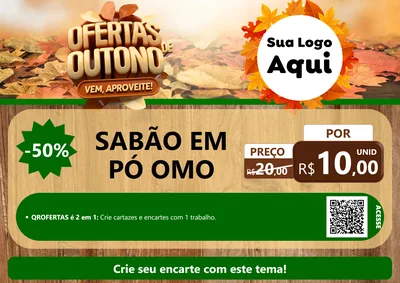 Modelo de Cartaz para Cartaz A4 Horizontal com o tema Ofertas de Outono - Vem, Aproveite! para Produtos de Limpeza