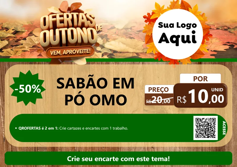 Modelo de Cartaz para Cartaz A4 Horizontal com o tema Ofertas de Outono - Vem, Aproveite! para Produtos de Limpeza