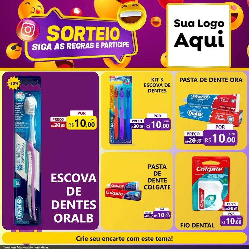 Modelo de Rede Social para Feed Facebook com o tema Sorteio para Higiene Pessoal