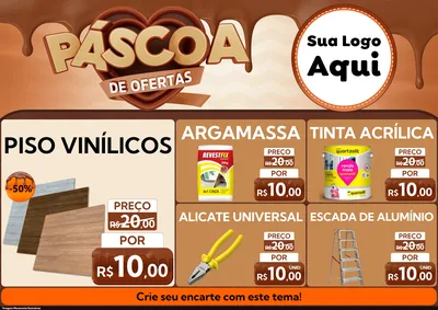 Modelo de Encarte para Encarte A4 Horizontal com o tema Páscoa de Ofertas para Material para Construção