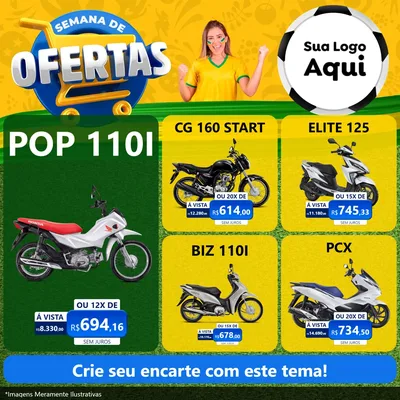 Modelo de Rede Social para Feed Facebook com o tema Semana de Ofertas - Copa para Concessionaria de Motos