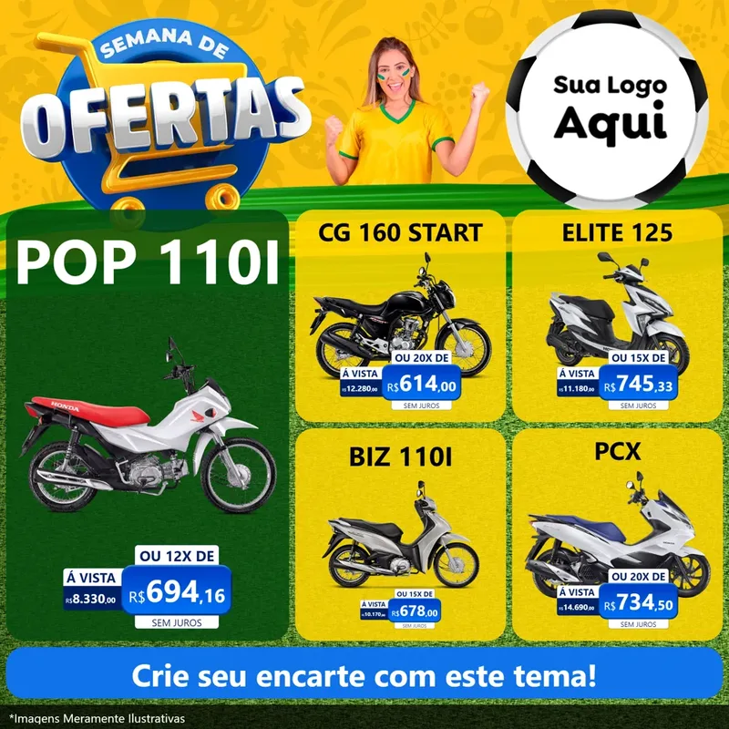 Modelo de Rede Social para Feed Facebook com o tema Semana de Ofertas - Copa para Concessionaria de Motos
