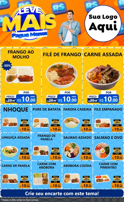 Modelo de Encarte para Encarte Grande com o tema Leve Mais, Pague Menos para Restaurante