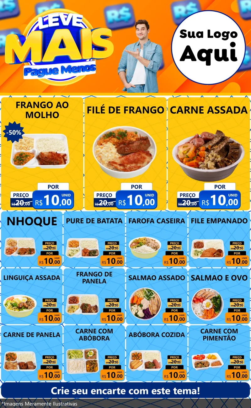 Modelo de Encarte para Encarte Grande com o tema Leve Mais, Pague Menos para Restaurante