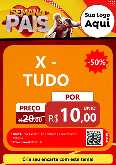 Modelo de Cartaz para Cartaz A4 Vertical com o tema Semana Dos Pais para Hamburgueria