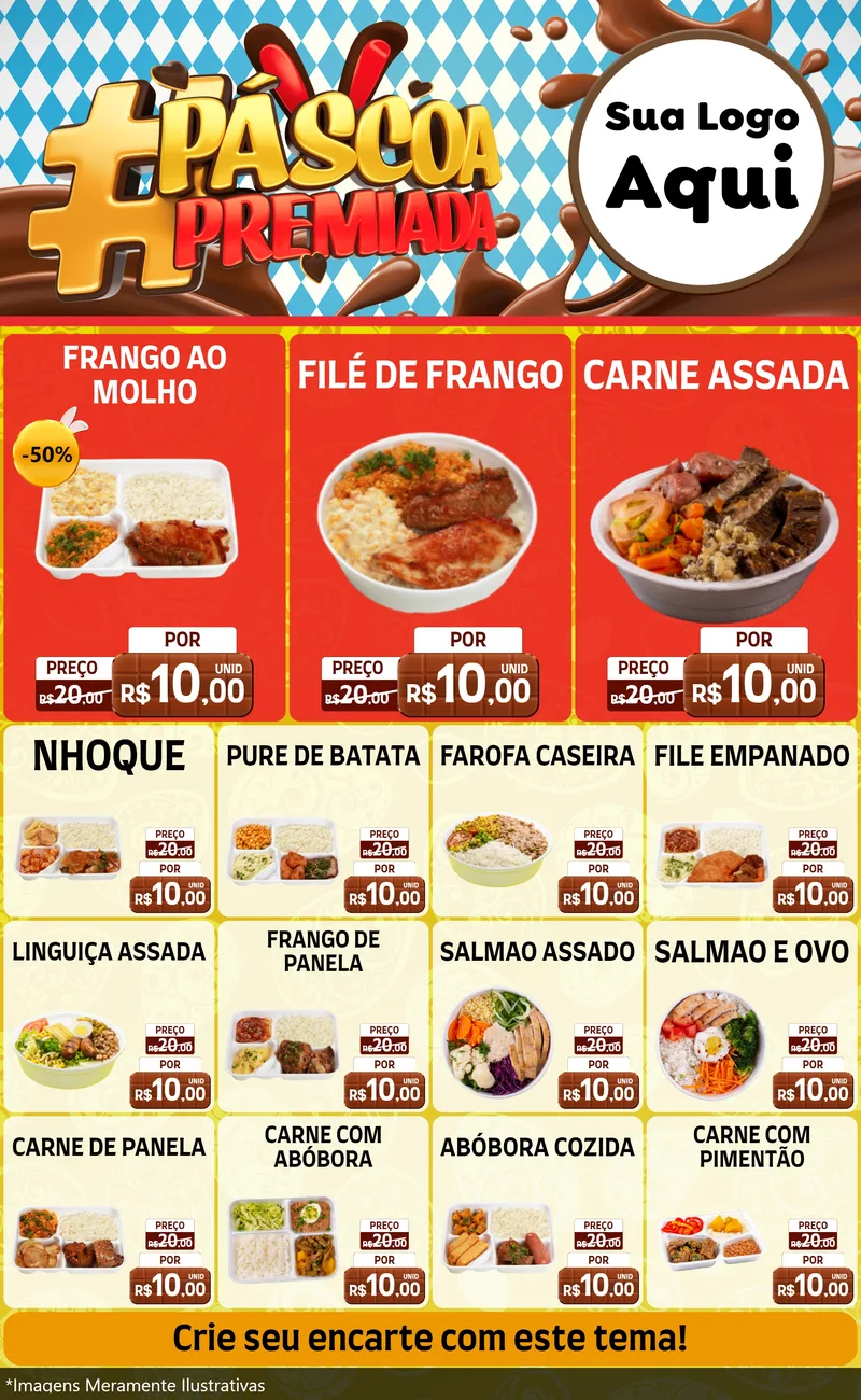 Modelo de Encarte para Encarte Grande com o tema Páscoa Premiada para Restaurante