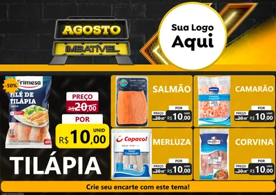 Modelo de Encarte para Encarte A4 Horizontal com o tema Agosto Imbatível para Peixaria