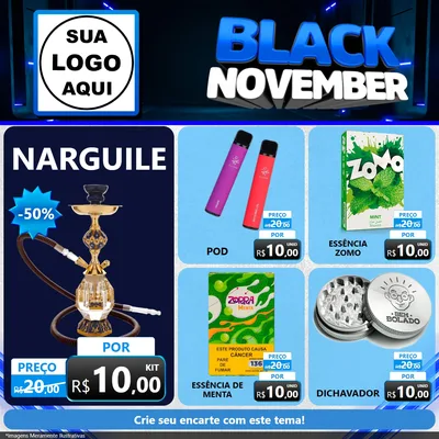 Modelo de Rede Social para Feed Facebook com o tema Black November para Tabacaria