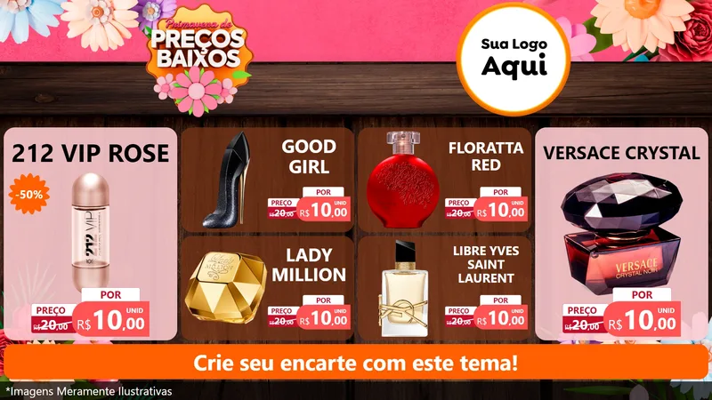 Modelo de TV para TV Horizontal com o tema Primavera de Preços Baixos para Perfumes