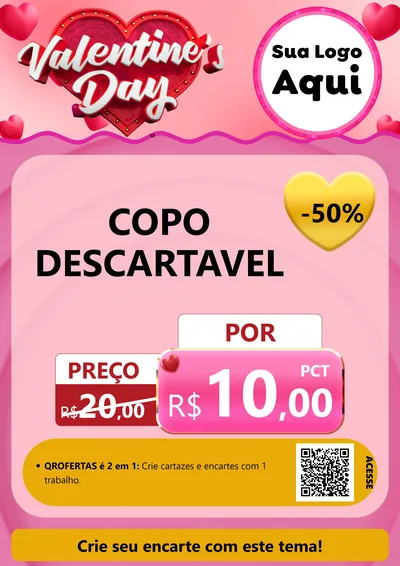Modelo de Cartaz para Cartaz A4 Vertical com o tema Valentine's Day para Embalagens