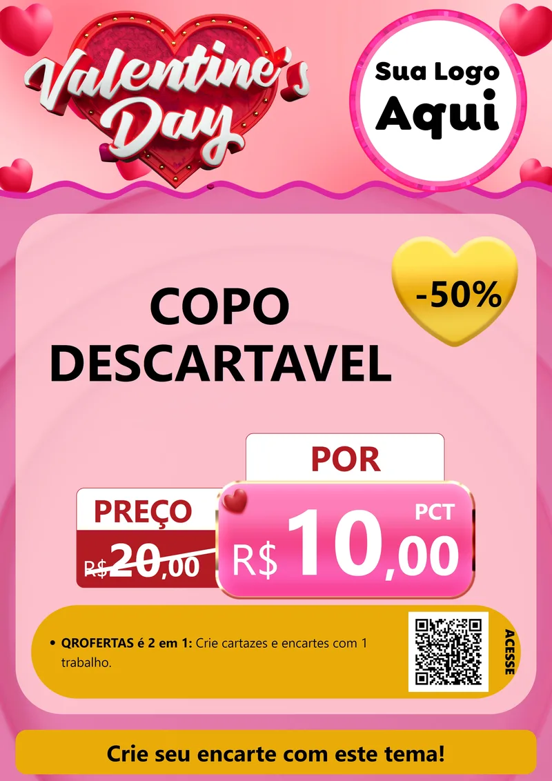 Modelo de Cartaz para Cartaz A4 Vertical com o tema Valentine's Day para Embalagens
