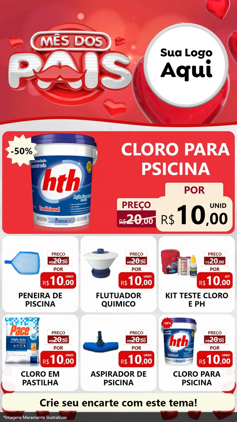 Modelo de Rede Social para Stories com o tema Mês dos Pais para Produtos para Piscina
