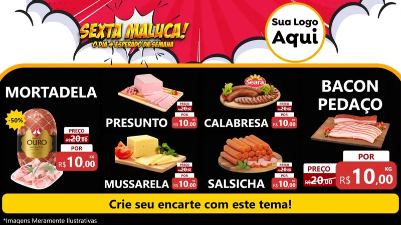 Modelo de TV para TV Horizontal com o tema Sexta Maluca! para Frios e Laticínios