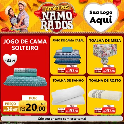Modelo de Rede Social para Feed Facebook com o tema Arraiá dos Namorados para Cama, Mesa e Banho
