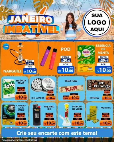 Modelo de Rede Social para Feed Instagram com o tema Janeiro Imbatível para Tabacaria
