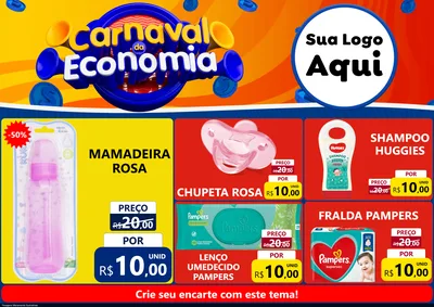 Modelo de Encarte para Encarte A4 Horizontal com o tema Carnaval da Economia para Bebês