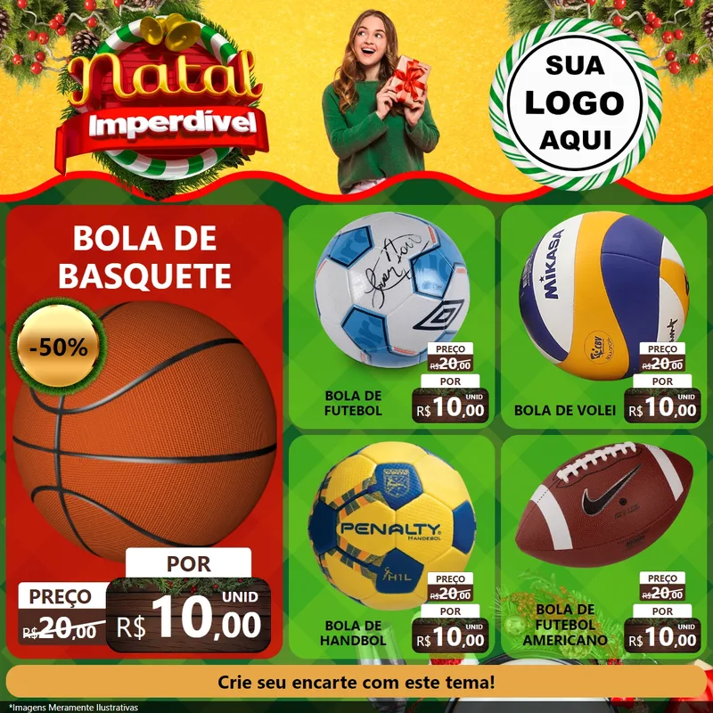 Modelo de Rede Social para Feed Facebook com o tema Natal Imperdível para Artigos Esportivos