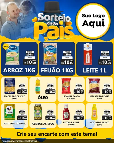 Modelo de Rede Social para Feed Instagram com o tema Sorteio Dia Dos Pais para Supermercado