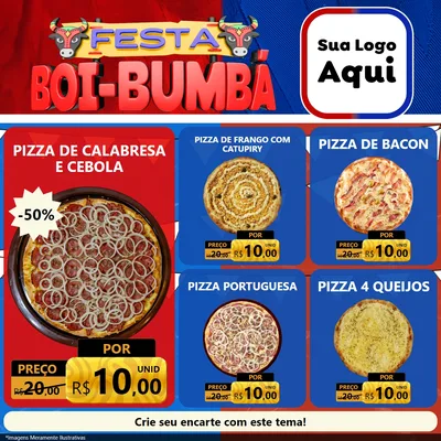 Modelo de Rede Social para Feed Facebook com o tema Festa Boi Bumbá para Pizzaria