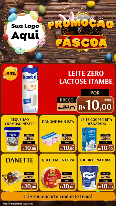 Modelo de Rede Social para Stories com o tema Promoção Páscoa para Frios e Laticínios