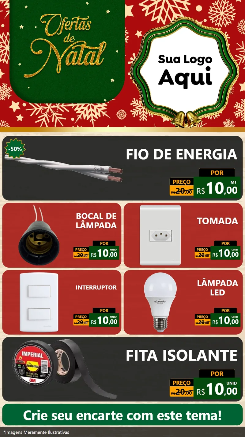 Modelo de TV para TV Vertical com o tema Natal de Ofertas para Materiais Elétricos