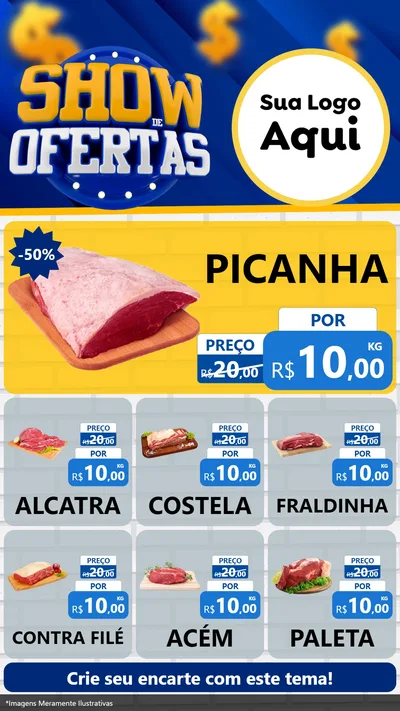 Modelo de Rede Social para Stories com o tema Show de Ofertas para Açougue