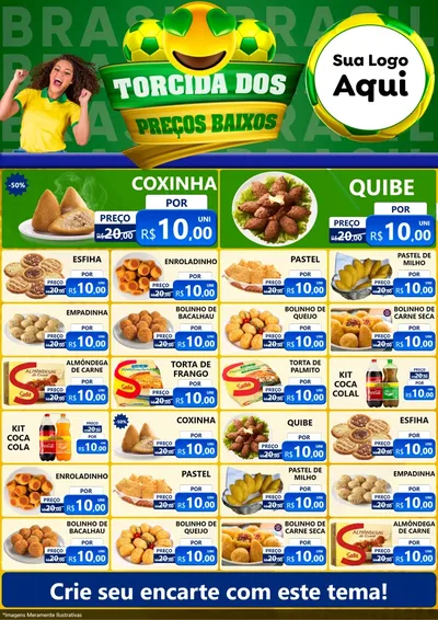 Modelo de Encarte para Encarte A4 Vertical com o tema Torcida dos Preços Baixos - Copa para Salgadaria