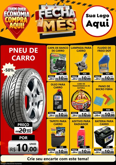 Modelo de Encarte para Encarte A4 Vertical com o tema Fecha Mês para Auto peças