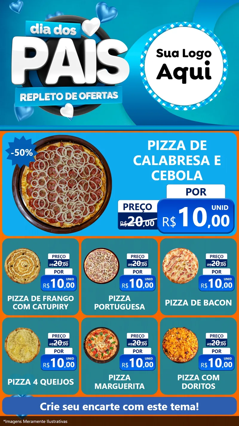 Modelo de Rede Social para Stories com o tema Dia Dos Pais Repleto de Ofertas para Pizzaria
