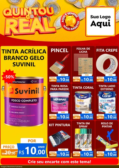 Modelo de Encarte para Encarte A4 Vertical com o tema Quintou do Real para Tintas e Ferramentas
