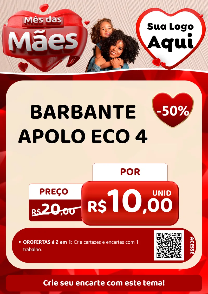 Modelo de Cartaz para Cartaz A4 Vertical com o tema Mês das Mães para Armarinho e Aviamentos