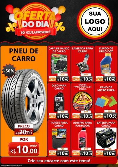 Modelo de Encarte para Encarte A4 Vertical com o tema Oferta do Dia - Só hoje, Aproveite! para Auto peças