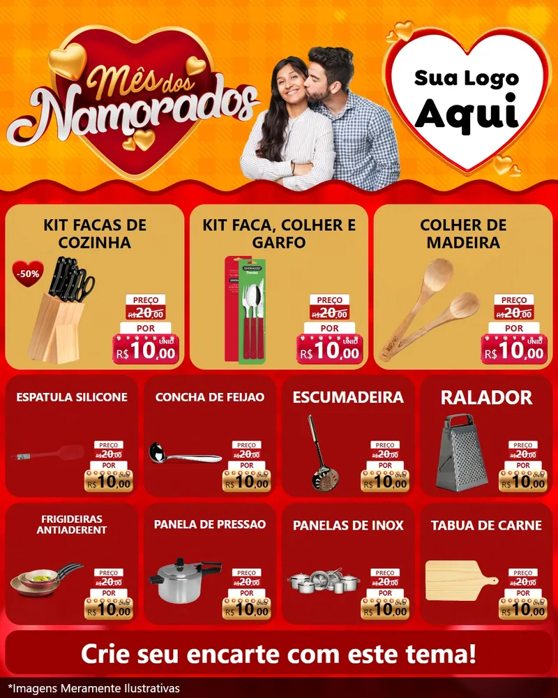 Modelo de Rede Social para Feed Instagram com o tema Mês dos Namorados para Utilidades Domésticas