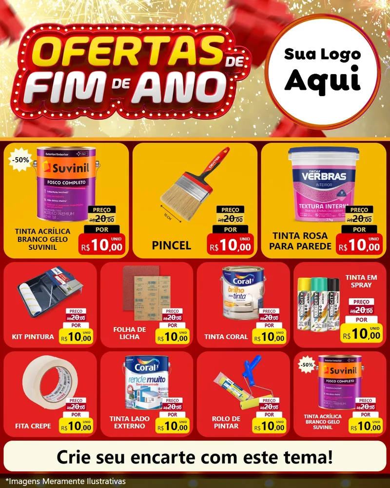 Modelo de Rede Social para Feed Instagram com o tema Ofertas de Fim de Ano para Tintas e Ferramentas