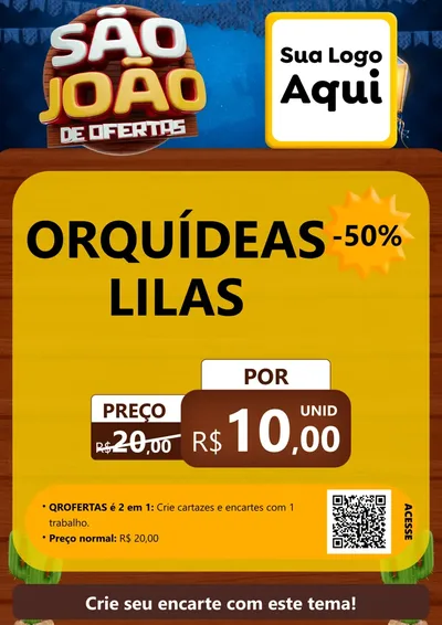 Modelo de Cartaz para Cartaz A4 Vertical com o tema São João Ofertas Imbatíveis! - Junina para Floricultura e jardim