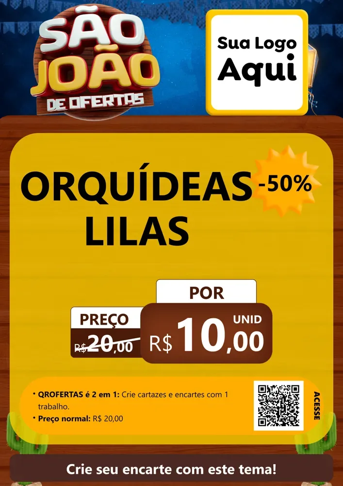 Modelo de Cartaz para Cartaz A4 Vertical com o tema São João Ofertas Imbatíveis! - Junina para Floricultura e jardim