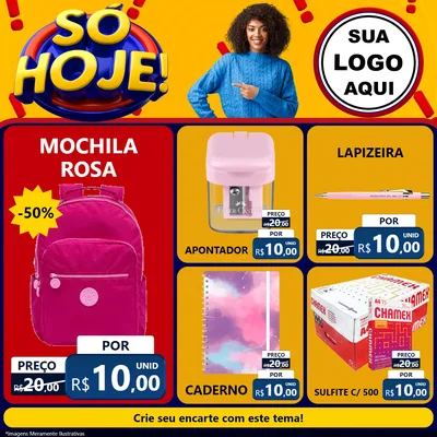 Modelo de Rede Social para Feed Facebook com o tema Só Hoje! para Papelaria