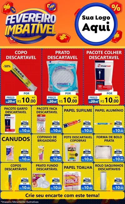 Modelo de Encarte para Encarte Grande com o tema Fevereiro Imbatível para Embalagens