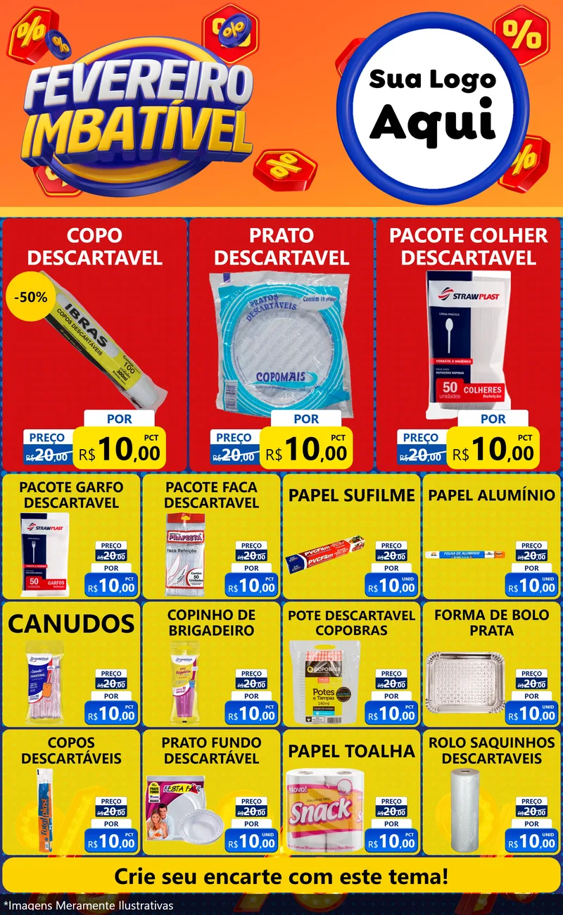 Modelo de Encarte para Encarte Grande com o tema Fevereiro Imbatível para Embalagens