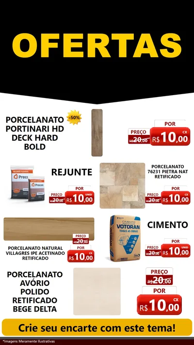 Modelo de TV para TV Vertical com o tema Ofertas Preto e Vermelho Cartaz para Pisos e revestimentos