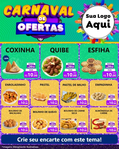 Modelo de Rede Social para Feed Instagram com o tema Carnaval de Ofertas para Salgadaria