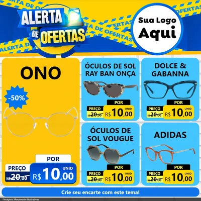Modelo de Rede Social para Feed Facebook com o tema Alerta de Ofertas para Óticas